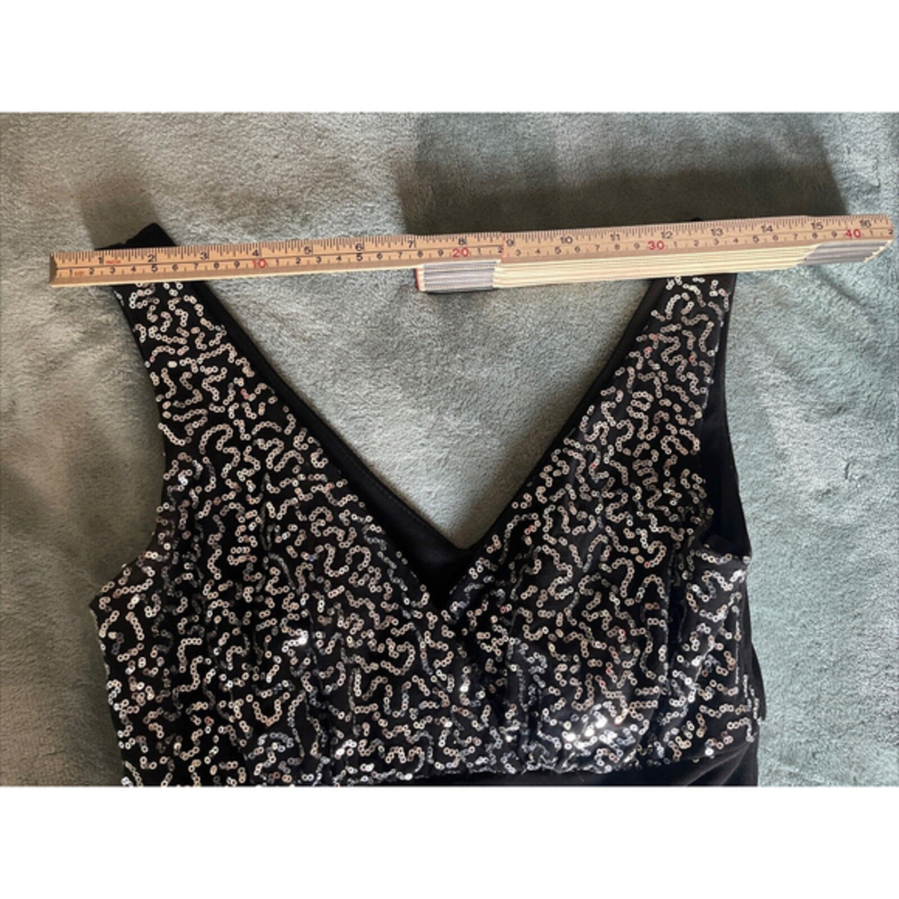 B. Smart Juniors‎ Sleeveless Black Plunge Bodycon Sequin Cocktail Dress Sz Small - Picture 13 of 16